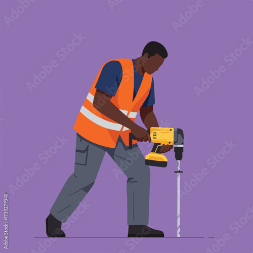 Construction worker drilling