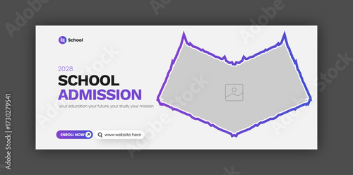 School admission facebook cover web banner design template