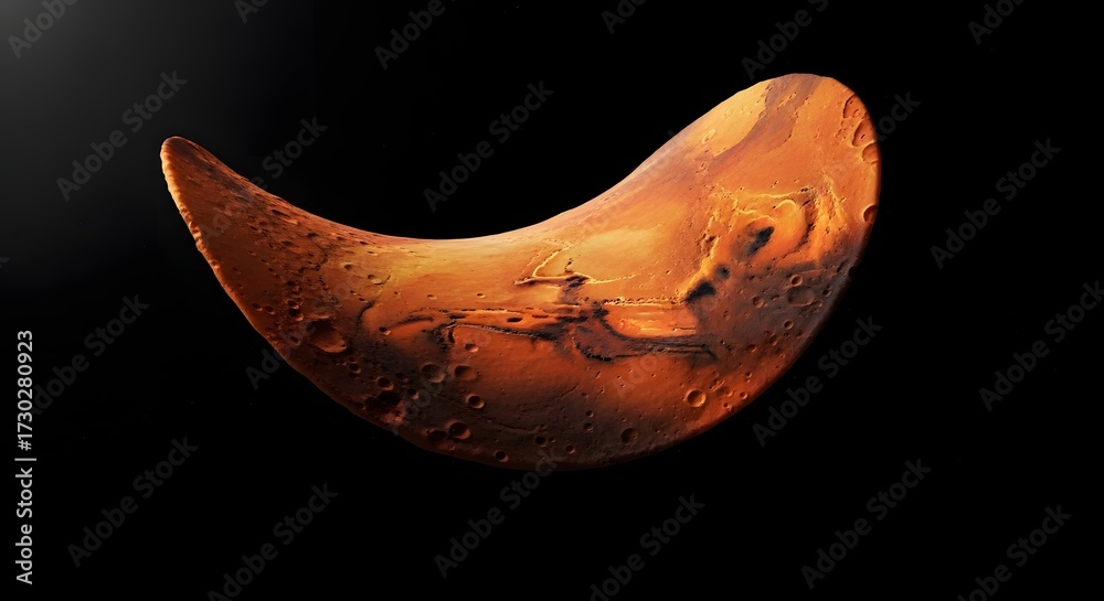 Fototapeta premium Potato Crisp Resembling Planet Mars with Craters, Studio Isolated