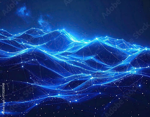 Abstract Blue Glowing Landscape Digital Art