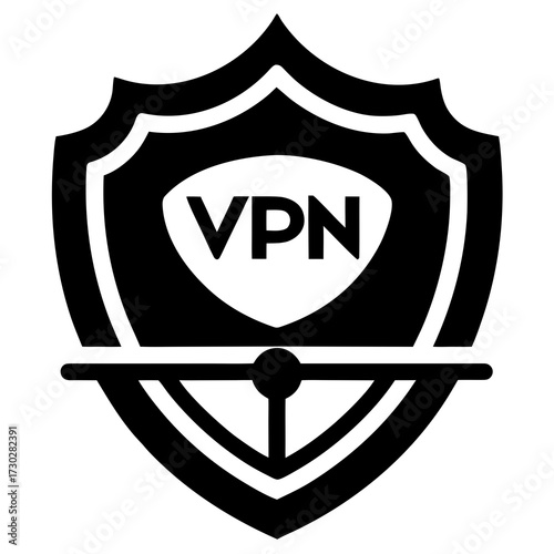 VPN icon vector black design silhouette on white background