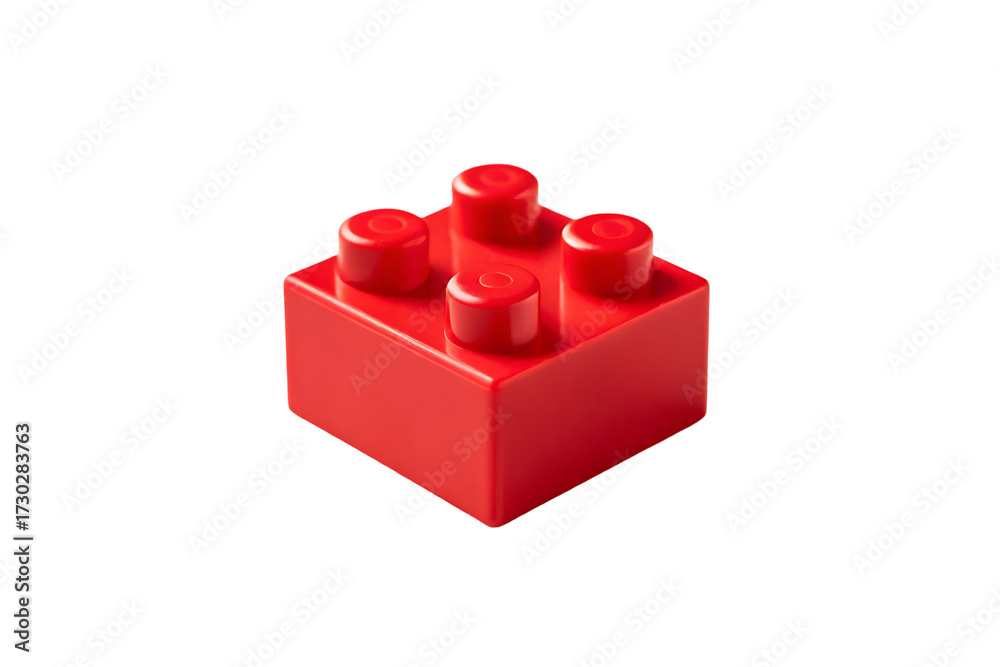 Fototapeta premium Red Plastic Building Block isolated on white background.