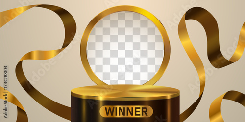 Giveaway winner announcement social media post template. Giveaway winner announcement with podium. Vector illustration