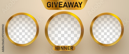 Giveaway winner announcement social media post template. Giveaway winner announcement with three winners. Vector illustration