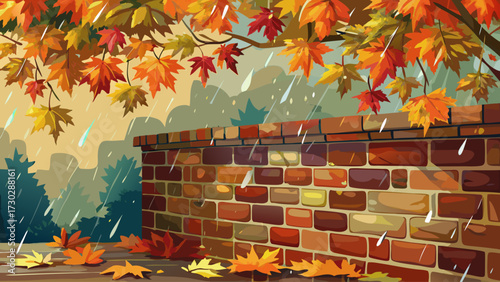 ChatGPT said:

A rain-soaked brick wall entwined with colorful autumn foliage, showcasing impressionist style with soft brushwork and muted tones, artistic elegance, textured charm, seasonal atmospher