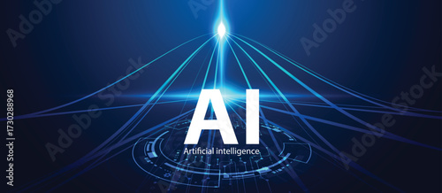 Futuristic AI technology background with glowing digital lines, innovation concept for artificial intelligence, data science, and machine learning design.