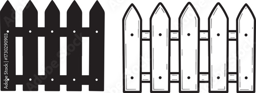 Two picket fence styles silhouette