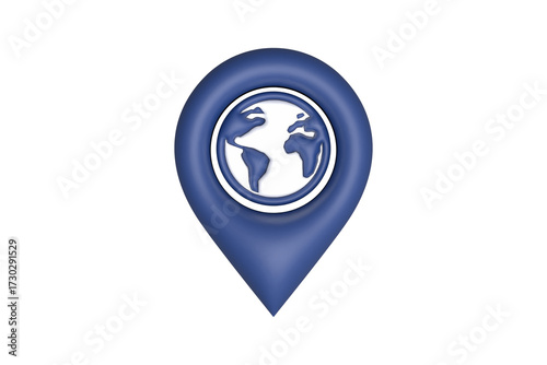 Free Download realistic blue 3d location icon with world map - GFXLoad