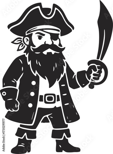 Cartoon pirate character vector illustration, adventure themed clipart