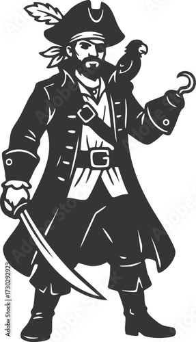 Cartoon pirate character vector illustration, adventure themed clipart
