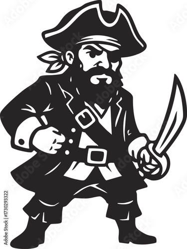 Cartoon pirate character vector illustration, adventure themed clipart