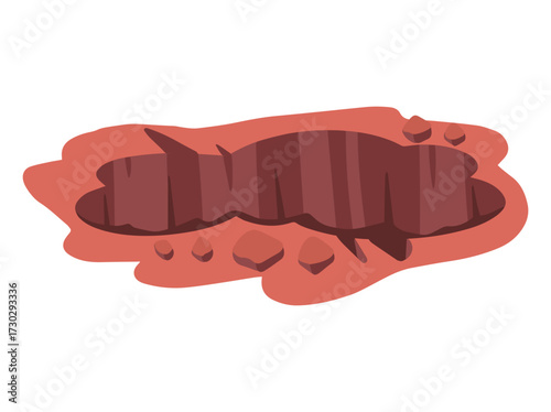 Dug Ground Hole Deep Cartoon Illustration
