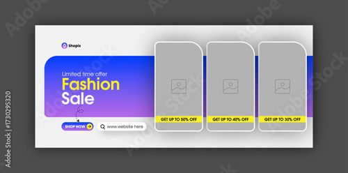 Discount fashion sale Facebook cover  web banner design template