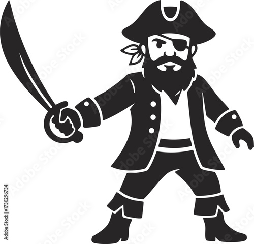 Cartoon pirate character vector illustration, adventure themed clipart