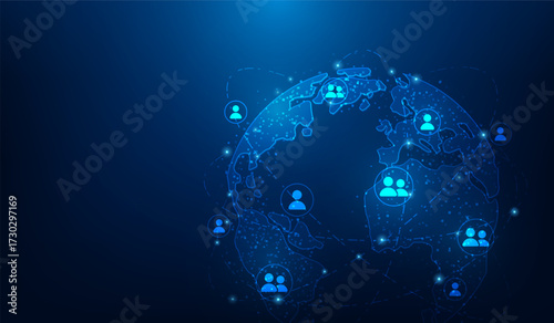 Social network communication connections global technology background. Big data analytics world. vector illustration fantastic technology.