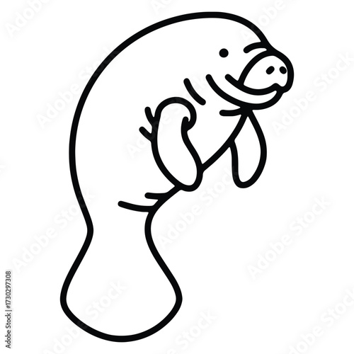 Cute Cartoon Manatee Illustration on White Background for Childrens Designs