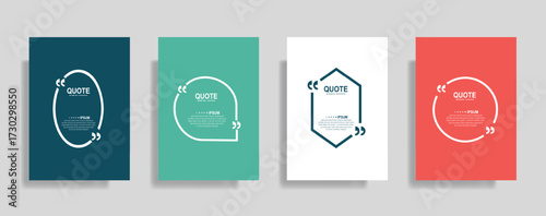 Stylish quote frame templates in vibrant teal, blue, red, and white perfect for presentations, social media, and inspirational messages