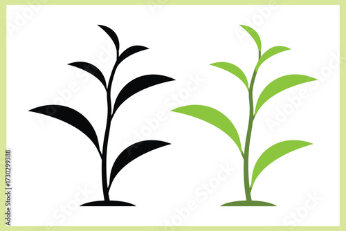 Minimalist tree leaf vector icon.Green branch new design. Natural plant emblem. and vector illustration. 