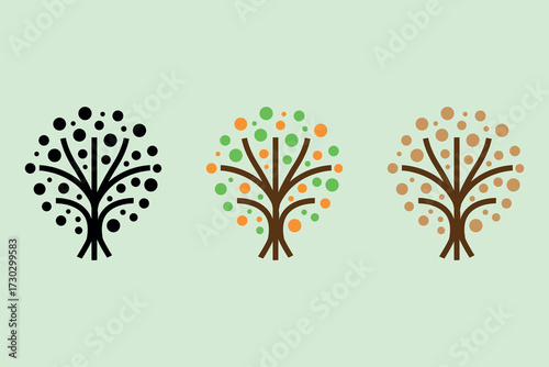 Tree with leaves floral ornament Vector illustration.