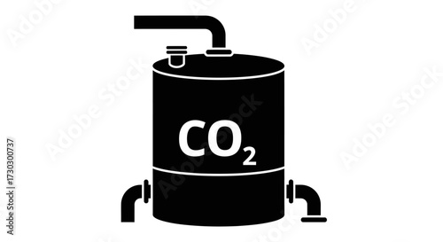 Industrial CO2 storage tank with pipes, representing carbon capture and environmental technology innovation for sustainable solutions