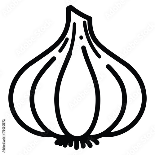 Simple outline illustration of garlic for cooking and recipes websites
