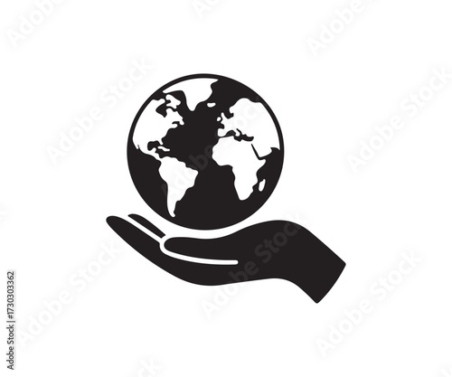Hand holding a globe symbolizing global care and protection