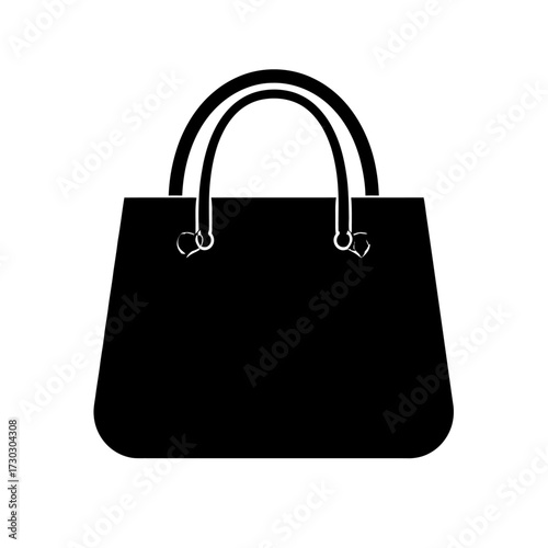 Black Vector Silhouette Icon of Handbag