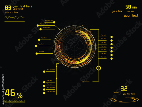 Futuristic yellow infographics