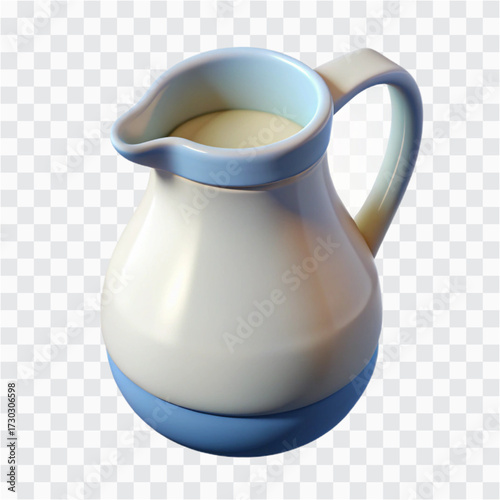 3D Milk Jug Icon | Dairy Container, Breakfast Drink & Kitchen Utensil