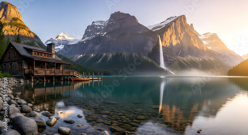 Emerald Lake Lodge at Sunrise Majestic Mountain Scenery in Yoho National Park Canada