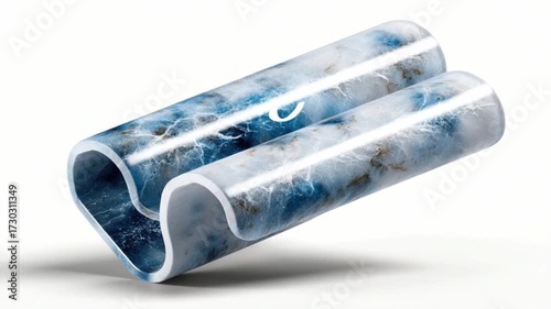 Abstract Blue and White Marble-Patterned Sculpture with Smooth Curves and Glossy Finish