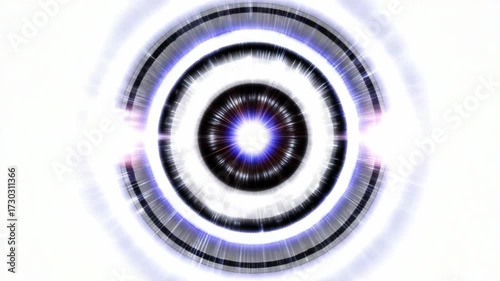 Abstract glowing circular design with bright light bursts in a futuristic digital pattern