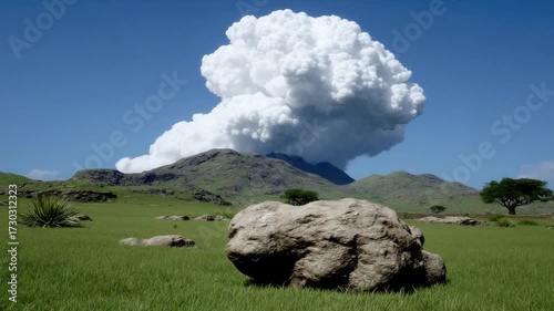 Majestic Mountain Landscape Under Dramatic Cloud Formation in a Serene Natural Environment