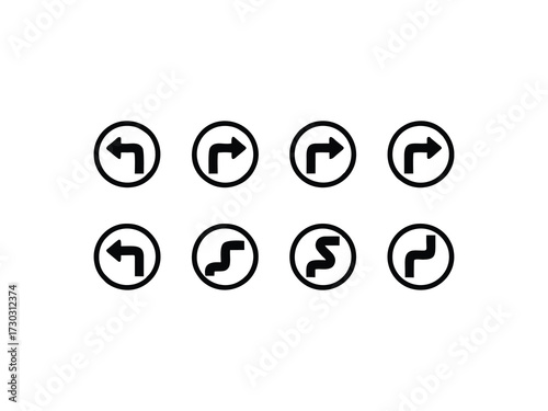 vector silhouette of a traffic sign for a curve  with a white background 