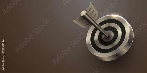 Target with arrow hitting bullseye, symbolizing precision and success, ideal for business goals and achievements. Vector illustration