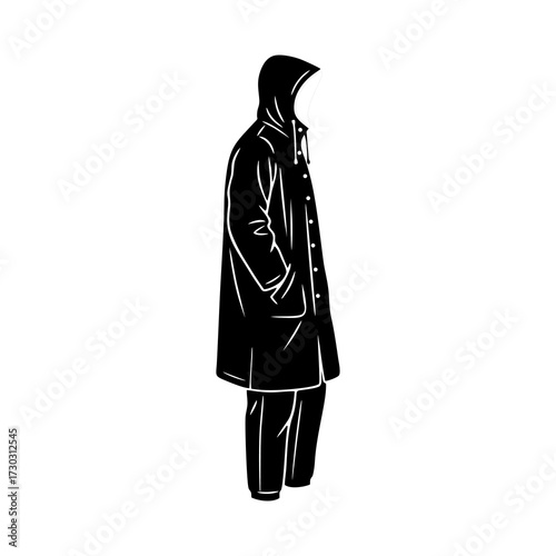 vector silhouette of a raincoat with a white background 