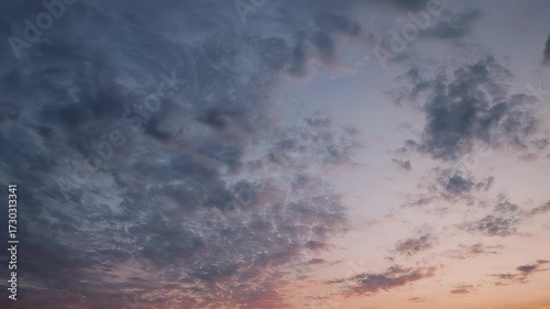 Colorful sunset sky with varied clouds
