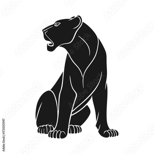 Black bear cub vector silhouette illustration