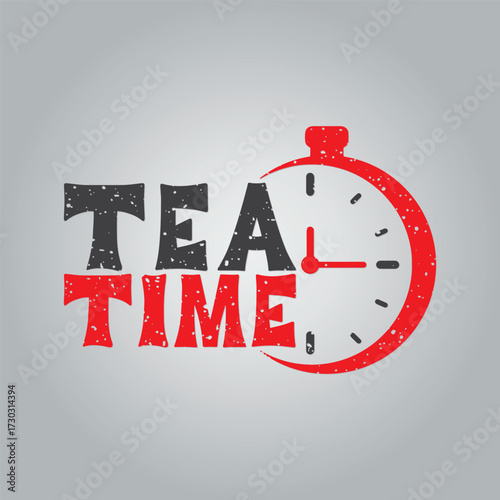 Tea time t-shirt with clock element and text