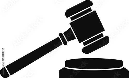 Justice gavel silhouette icon, Court hammer vector, Judge gavel illustration design