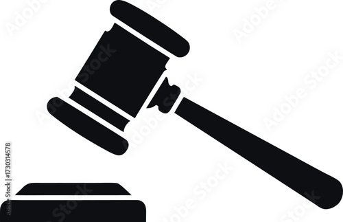 Business gavel silhouette vector, Auction hammer icon, Finance gavel illustration design