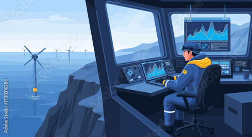Remote management of offshore wind farm energy production from a control center