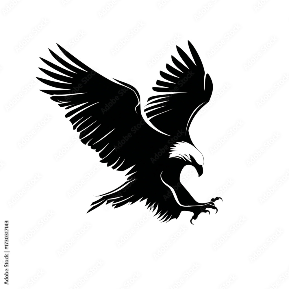 Obraz premium Aggressive Eagle Silhouette with Open Claws