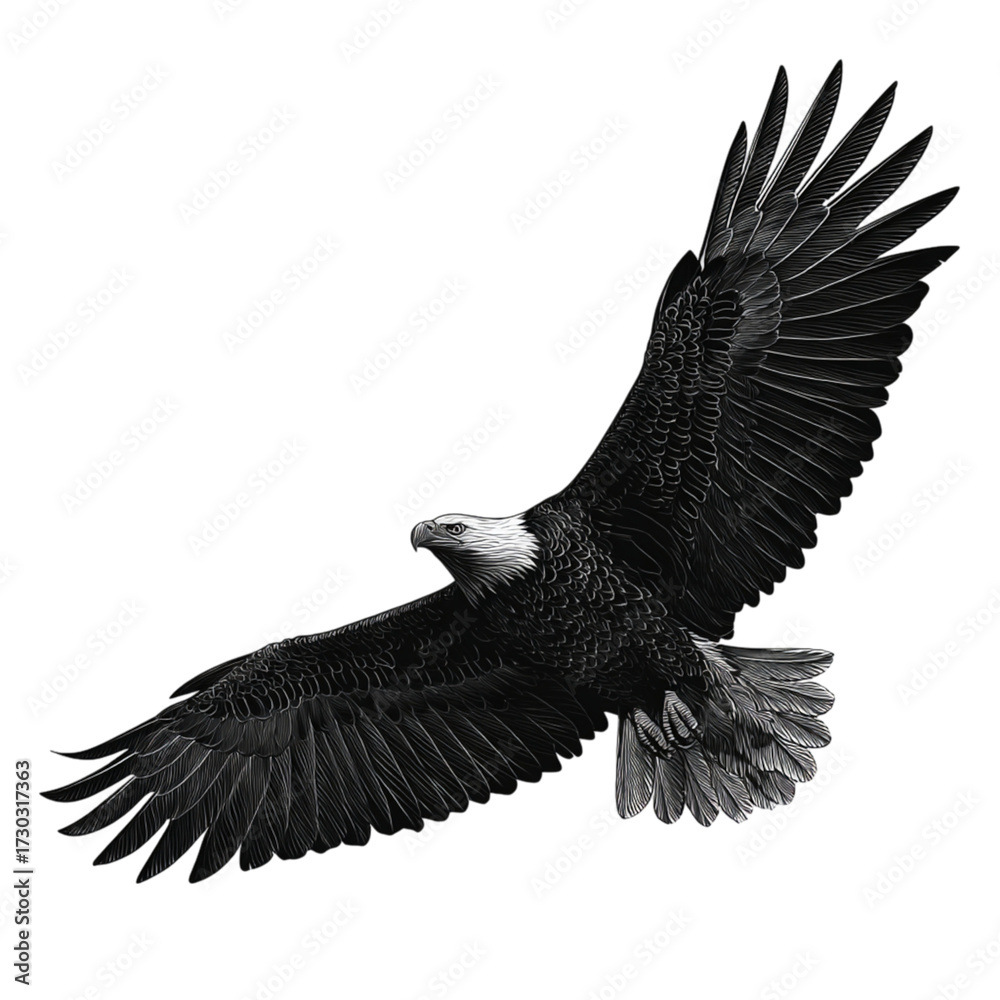 Obraz premium Soaring Eagle Silhouette in Mid Air