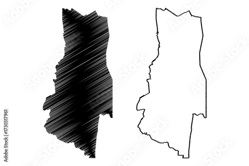 Lubombo Region (Swaziland, Kingdom of Eswatini) map vector illustration, scribble sketch Lubombo map