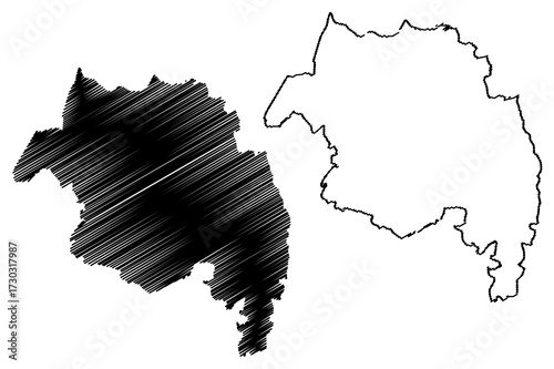 Amhara Region (Federal Democratic Republic of Ethiopia, Horn of Africa, Regions and chartered cities of Ethiopia) map vector illustration, scribble sketch Amhara State map