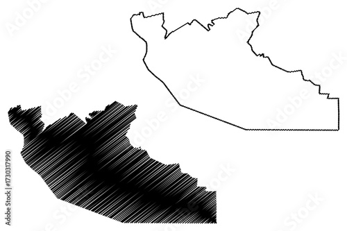 Shiselweni Region (Swaziland, Kingdom of Eswatini) map vector illustration, scribble sketch Shiselweni map