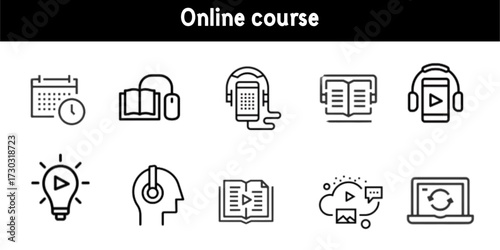 Online course icon collection set.ontaining online, course, learning, education,class icon