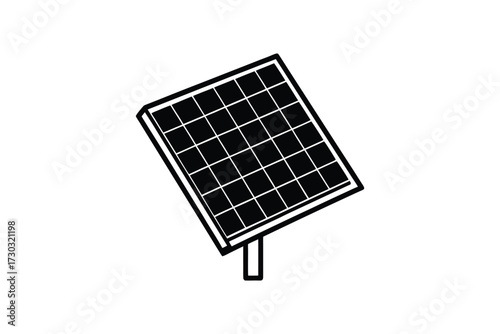 A simple solar panel illustration against a white background silhouette
