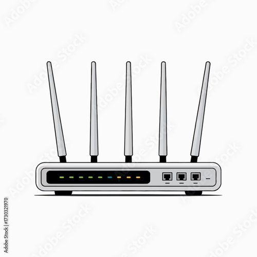 Wireless Router Illustration for Internet Connectivity Network Equipment Modern Technology and Home Office Setup providing High Speed Internet Access